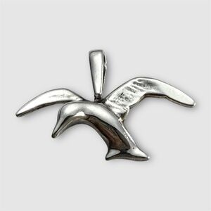 Vintage Sterling Silver 925 Flying Bird Hummingbird Pendant – Hammered Back